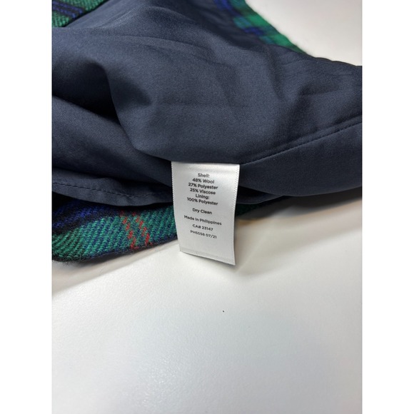 Talbots Skirt 18 Green Tartan Plaid Wool Blend Lined Straight Academia - Picture 7 of 10